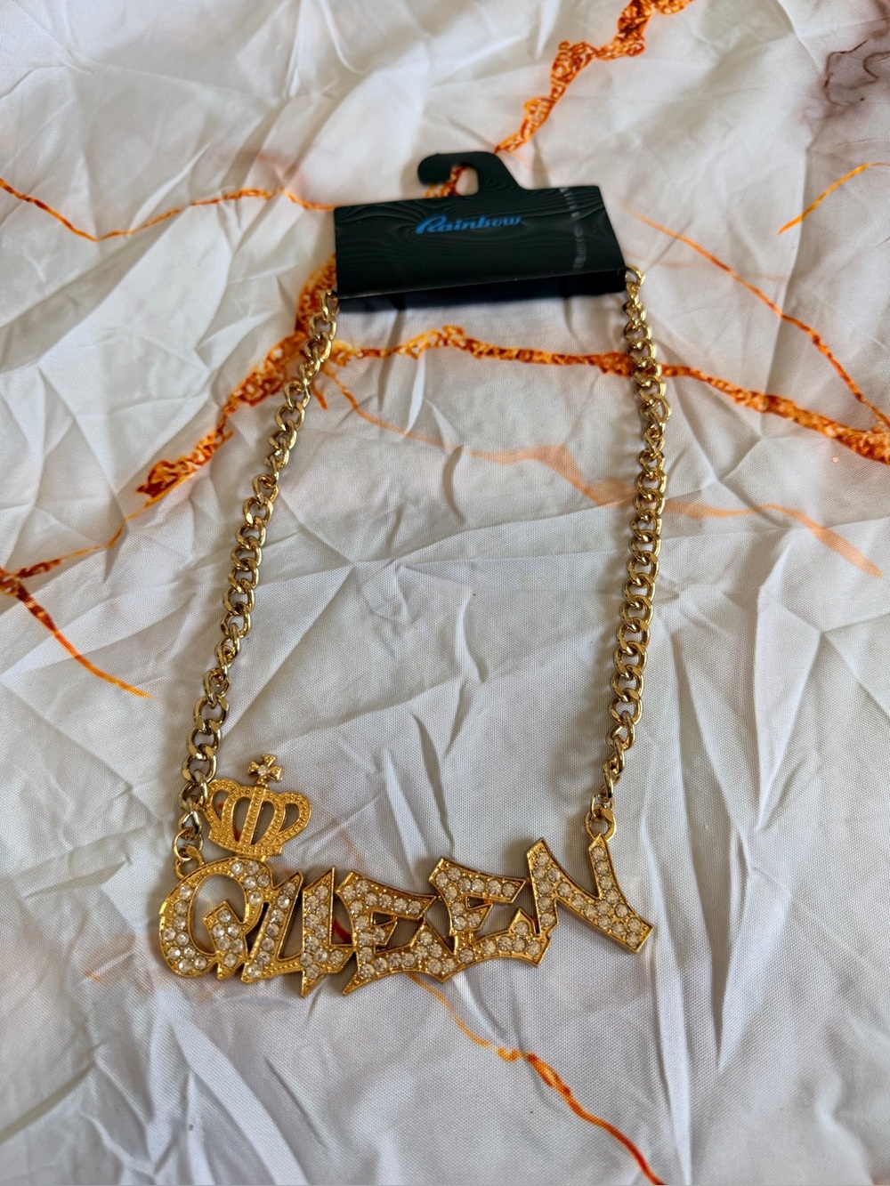 Rainbow Queen bling necklace gold tone